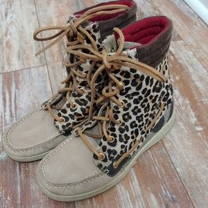 Leopard high top sperry boots